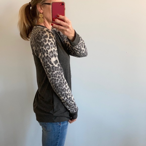 Leopard Print & Grey Tunic Top - Picture 5 of 8